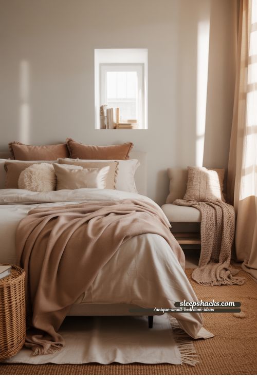 Cozy Layered Textures for a Luxe Small Bedroom