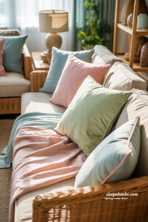Cozy Spring Living Room Decor with Pastel Accents