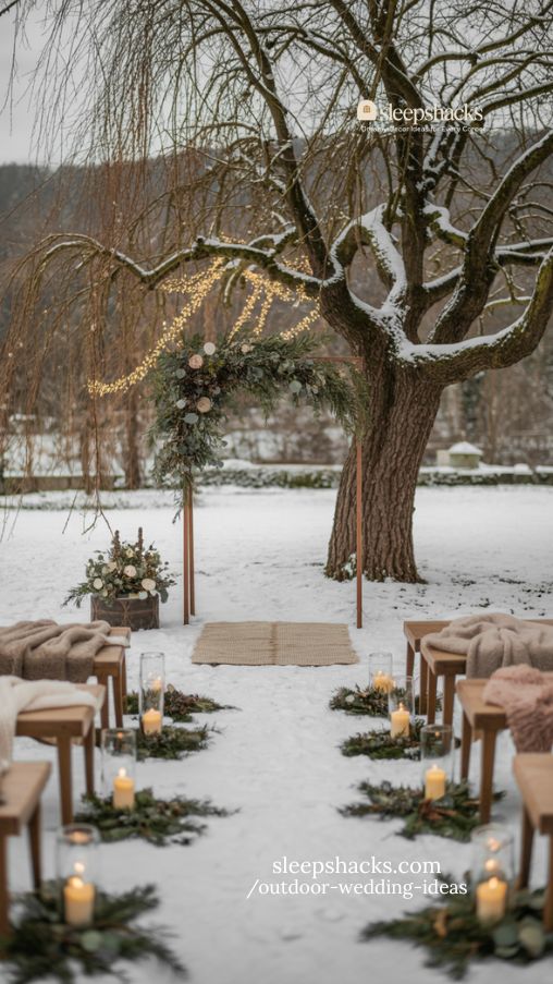 Cozy Winter Willow Tree Wedding with Warm Romantic Details