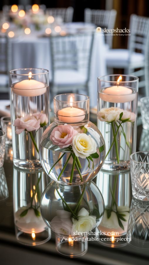 Crystal and Glass Elegant Wedding Table Centerpieces