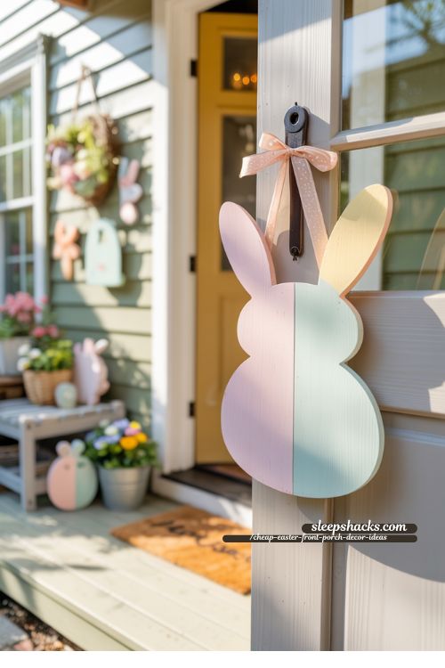 Cute Bunny Door Hanger for Cheap Easter Front Porch Decor