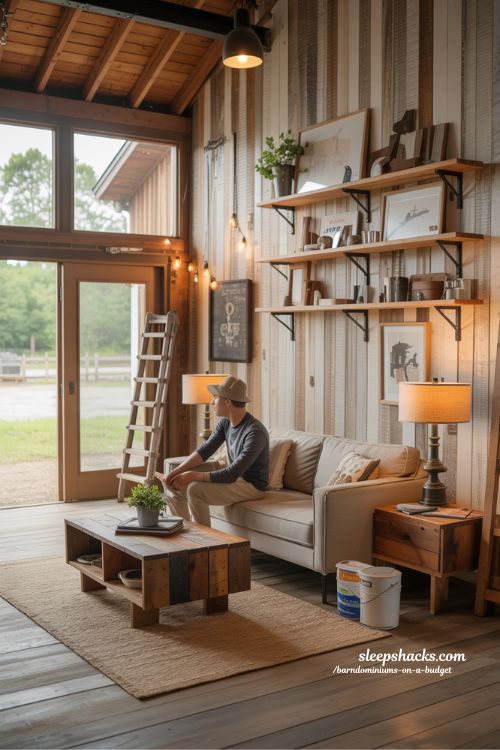 DIY Barndominium Interior with Handmade Rustic Finishing Touches