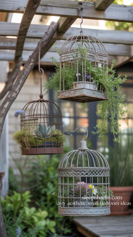 DIY Birdcage Planters for Whimsical and Romantic Garden Decor