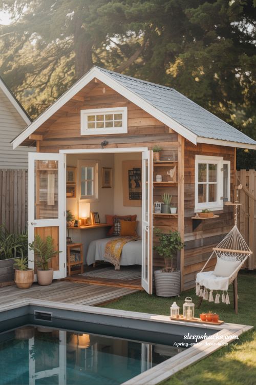 DIY Budget Pool House Guest House Combo Makeover