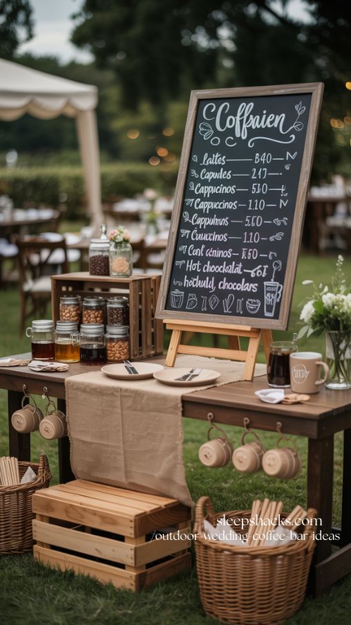 DIY Chalkboard Coffee Bar for Outdoor Wedding