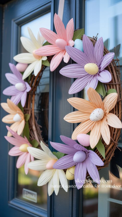 DIY Crepe Paper Flower Wreath for Elegant Spring Front Door