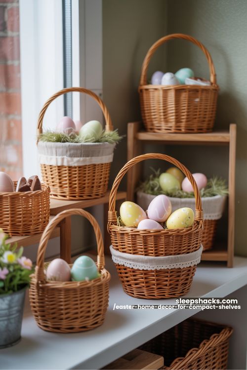 DIY Easter Basket Vignettes for Compact Shelves