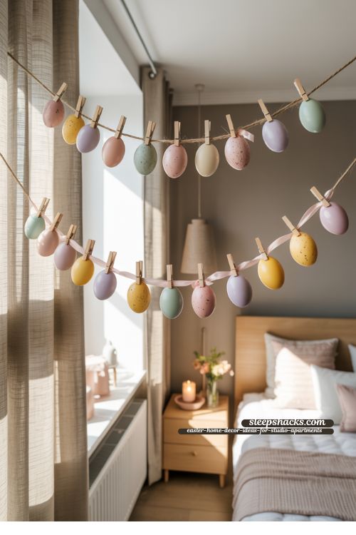 DIY Easter Egg Garland Decor Idea for Studio Apartments