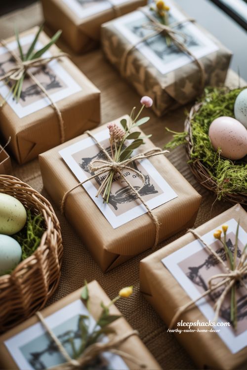 DIY Easter Wrapping Print Blocking Natural Earthy Decor