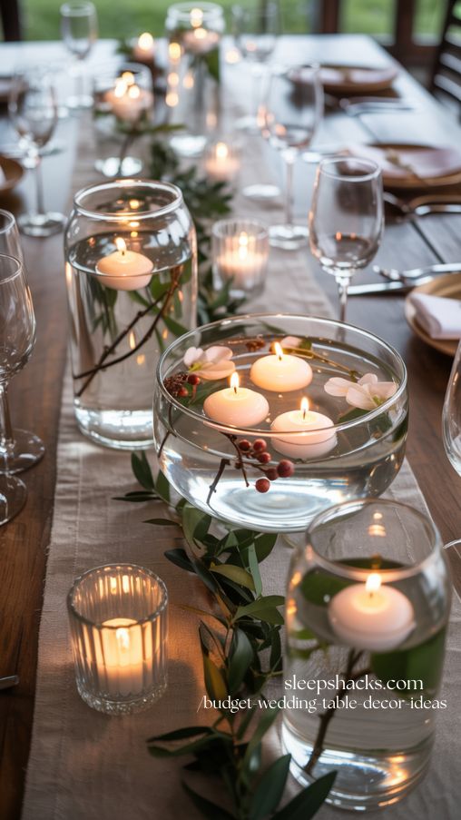 DIY Floating Candle Wedding Table Decor Ideas on a Budget