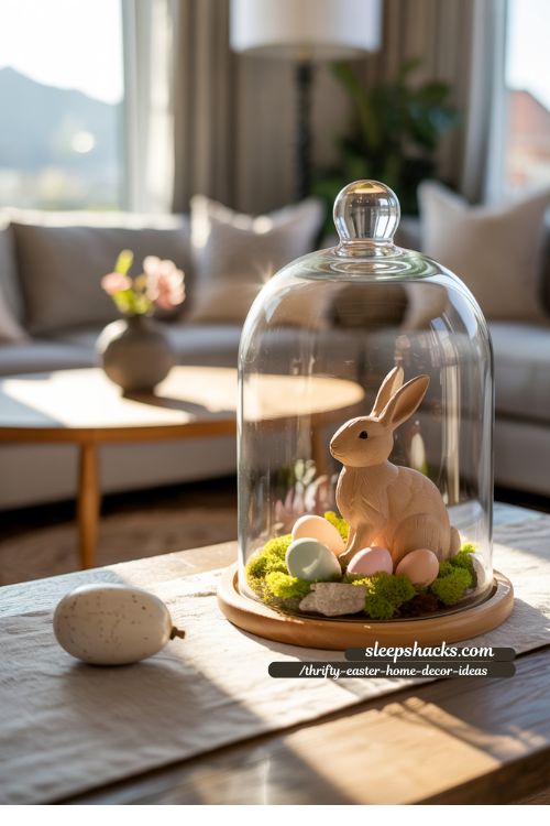 DIY Glass Cloche Bunny Display for Elegant Thrifty Easter Decor