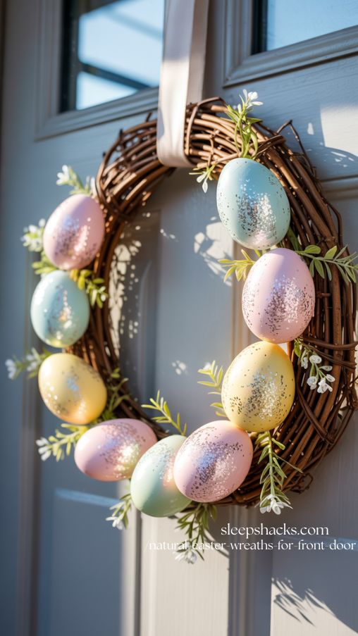 DIY Glittered Easter Egg Wreath for Subtle Sparkle Front Door