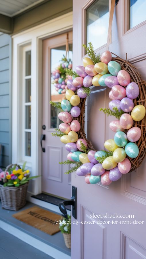DIY Glittered Egg Easter Wreath for a Sparkling Spring Front Door