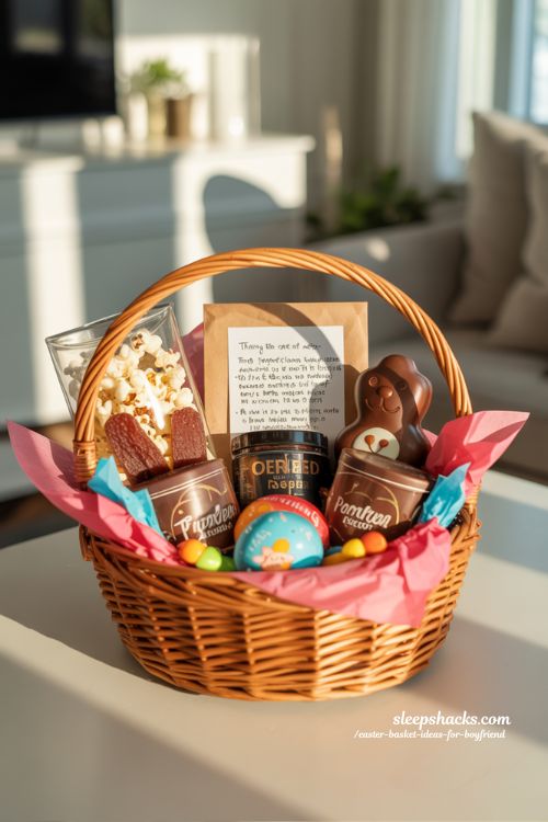 DIY Gourmet Snack Easter Basket for Him Cozy Thoughtful Gift