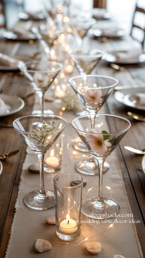 DIY Martini Glass Wedding Table Centerpieces on a Budget