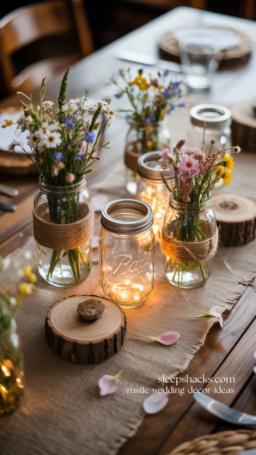 DIY Mason Jar Centerpieces for Rustic Weddings