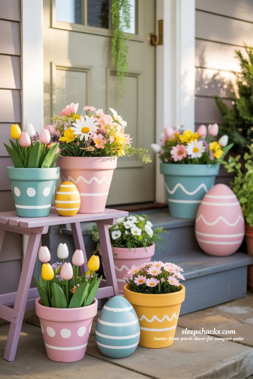 DIY Painted Easter Egg Planters For Compact Patio Front Porch Decor