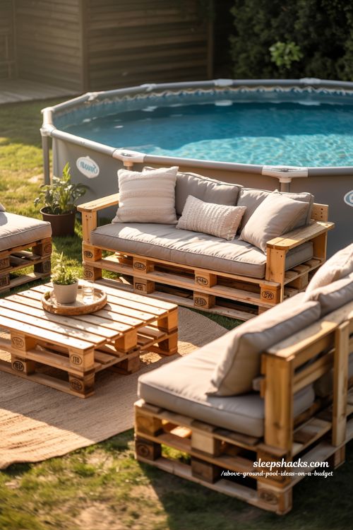 DIY Pallet Lounge Above Ground Pool Budget Backyard Seating