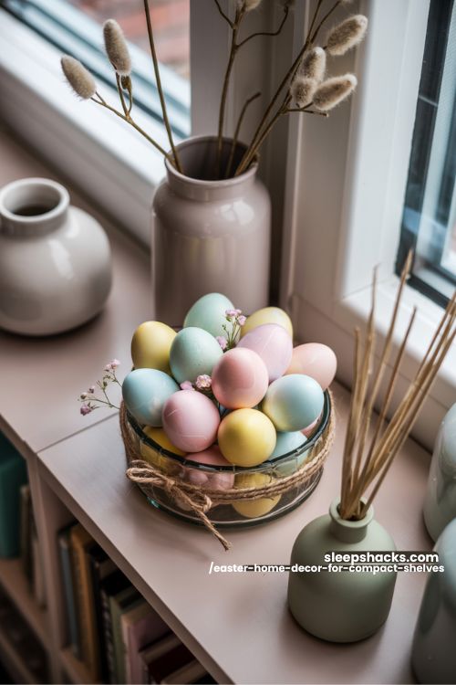 DIY Pastel Egg Centerpiece for Tiny Shelves
