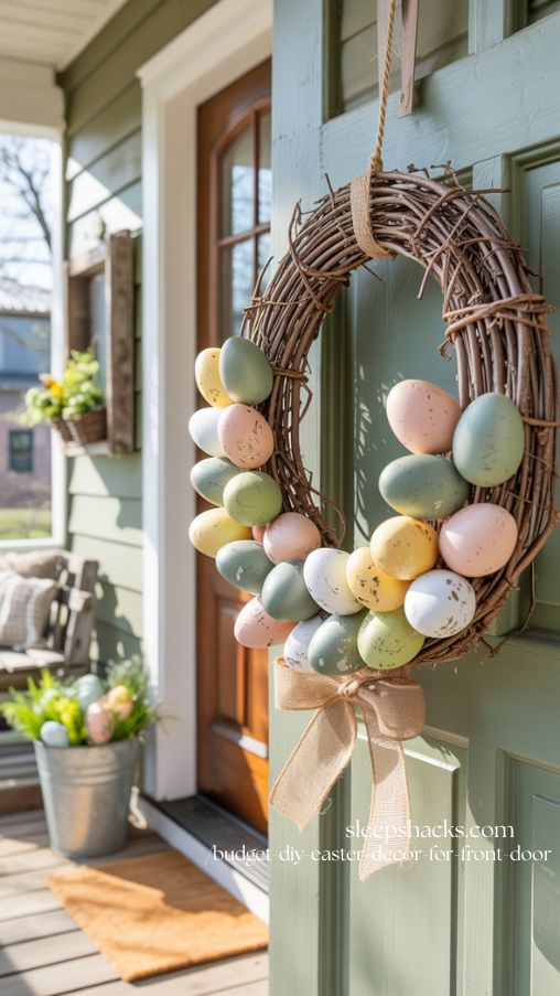 Chalk Painted Plastic Egg Easter Wreath Rustic Farmhouse Style