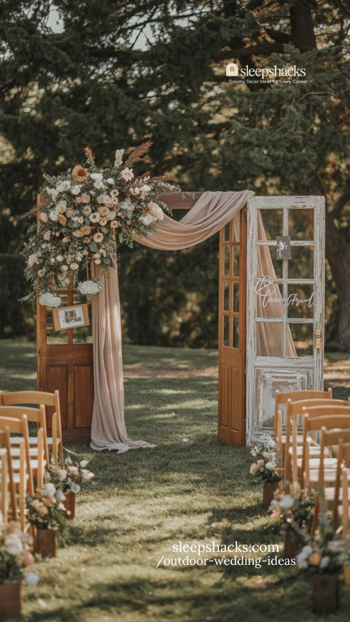 DIY Rustic Wedding Arch with Floral and Greenery Accents