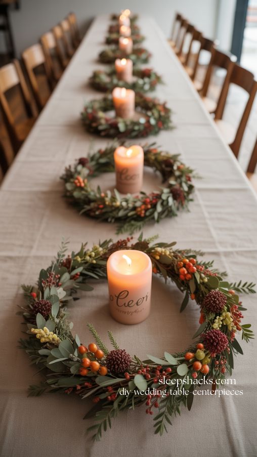 DIY Seasonal Wreath Wedding Centerpieces