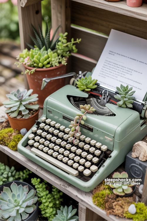 DIY Typewriter Succulent Planters for Garden
