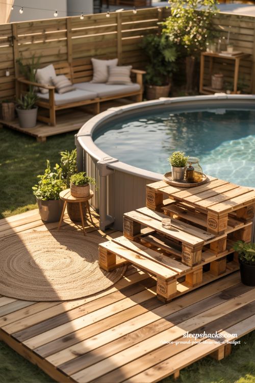 DIY Wooden Deck Above Ground Pool Budget Cozy Backyard Idea
