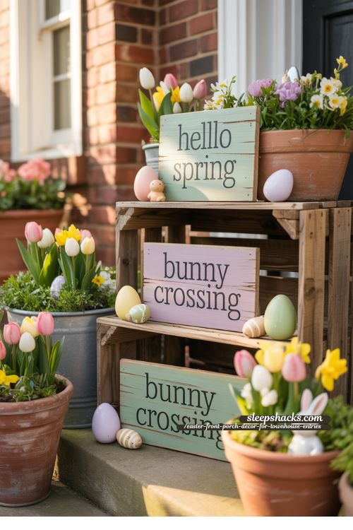 Decorative Spring Signs for Townhouse Front Porch