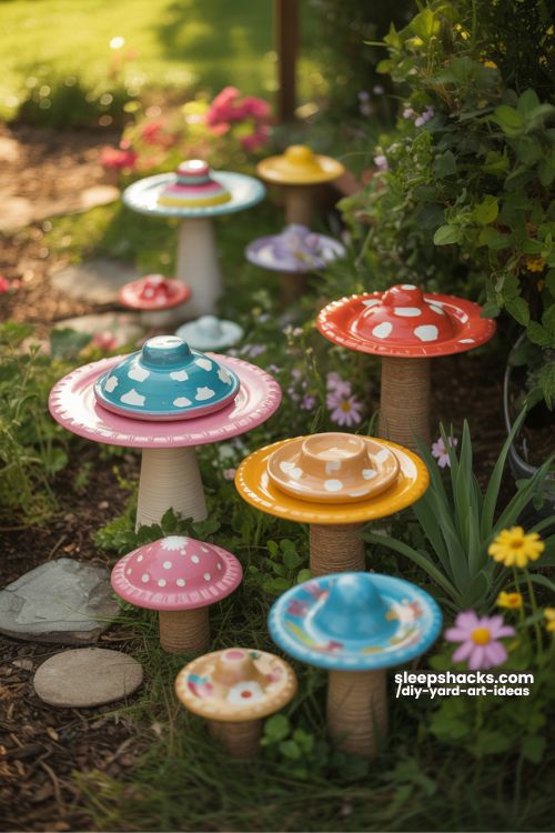 Decorative Toadstools From Thrift Finds for Garden