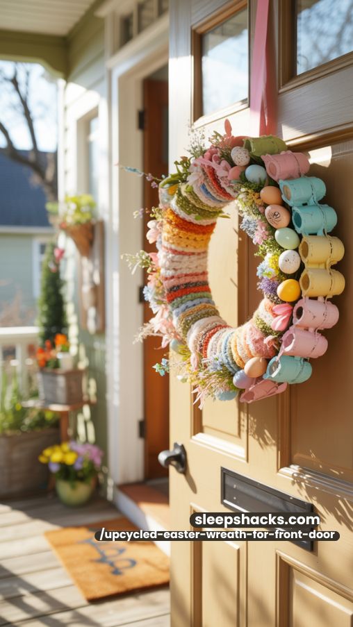 Dollar Store Egg Craft Wreath for Front Door