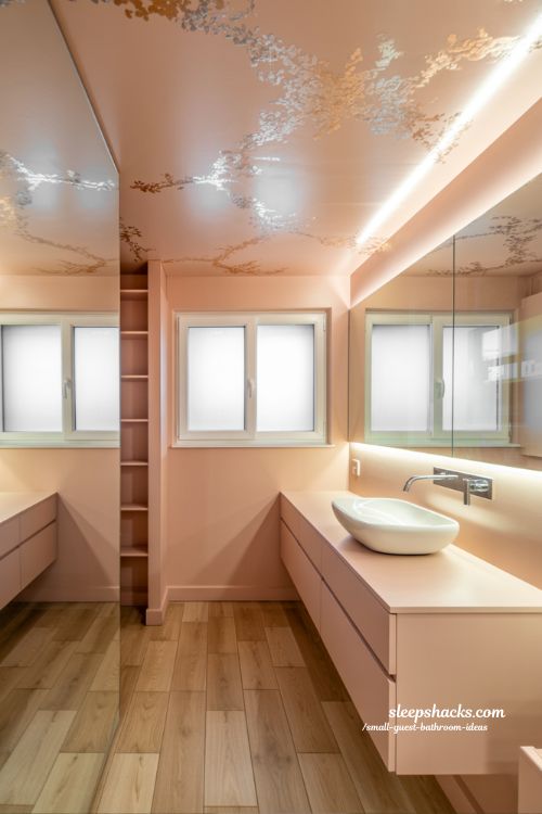 Don’t Forget the Ceiling in Small Guest Bathrooms