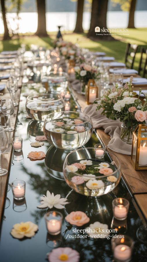 Dreamy Floating Floral Centerpieces for Outdoor Wedding Tables