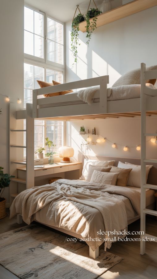 Dreamy Loft-Style Cozy Small Bedroom with Vertical Space Design