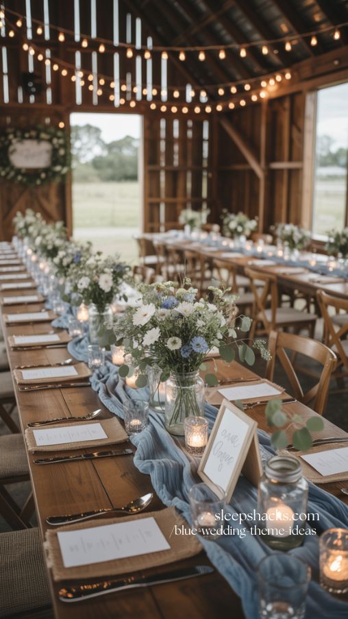 Dusty Blue Rustic Wedding Theme for Romantic Barn Venues