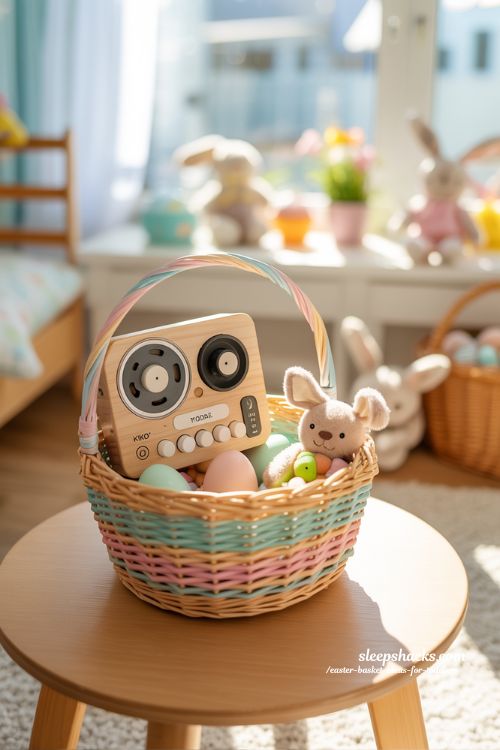 Easter Basket Ideas for Toddlers Mini Wooden Tape Recorder