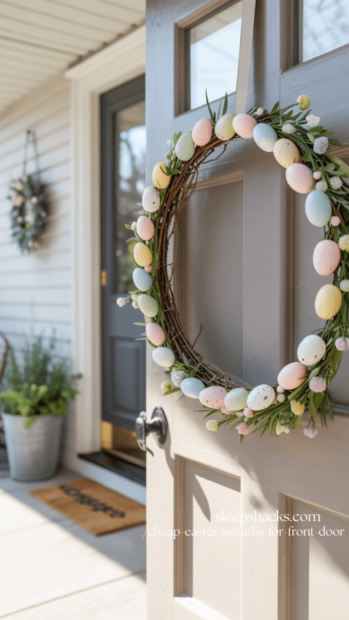 Easter Egg Garland Cheap Easter Wreath on Front Door