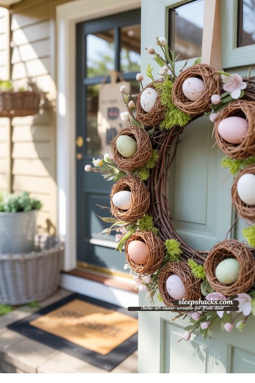 Easter Egg Nest Boho Easter Wreath Front Porch Decor