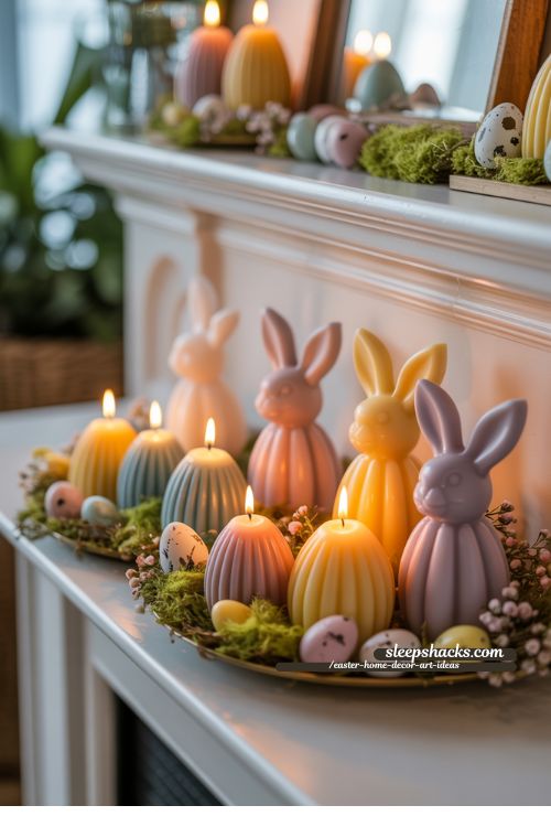 Easter-Themed Pastel Candle Display