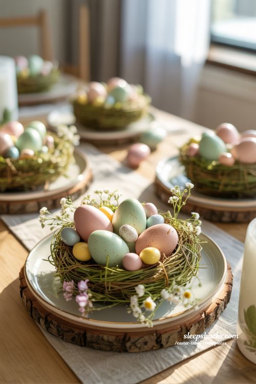Egg Nest Easter Centerpiece with Pastel Candies