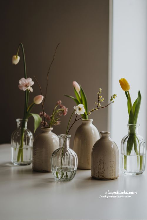 Elegant Bud Vases Minimal Blooms Subtle Earthy Easter Decor