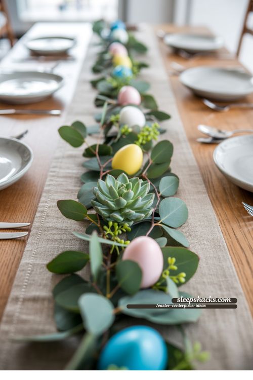 Eucalyptus Branch Table Runner for Spring and Easter