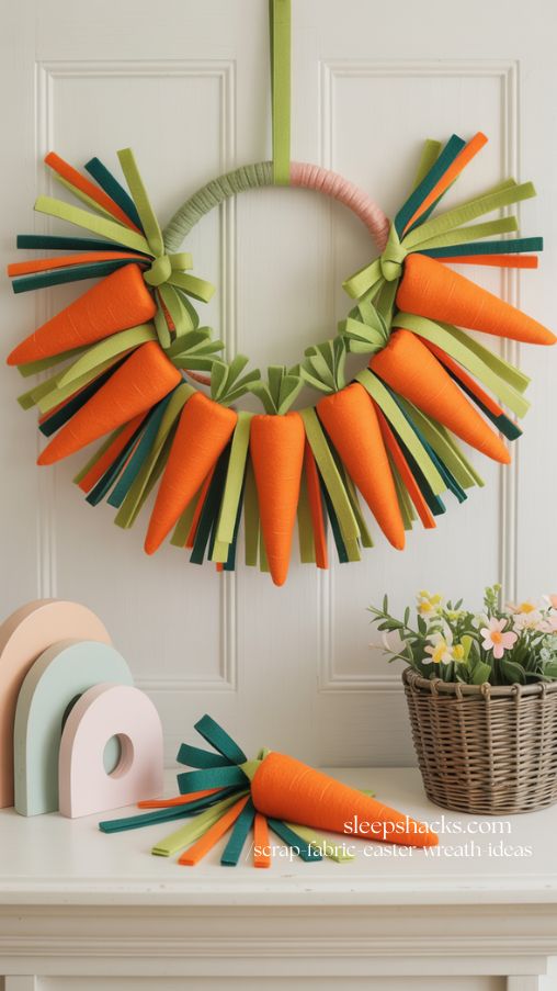 Fabric and Felt Carrot Easter Wreath