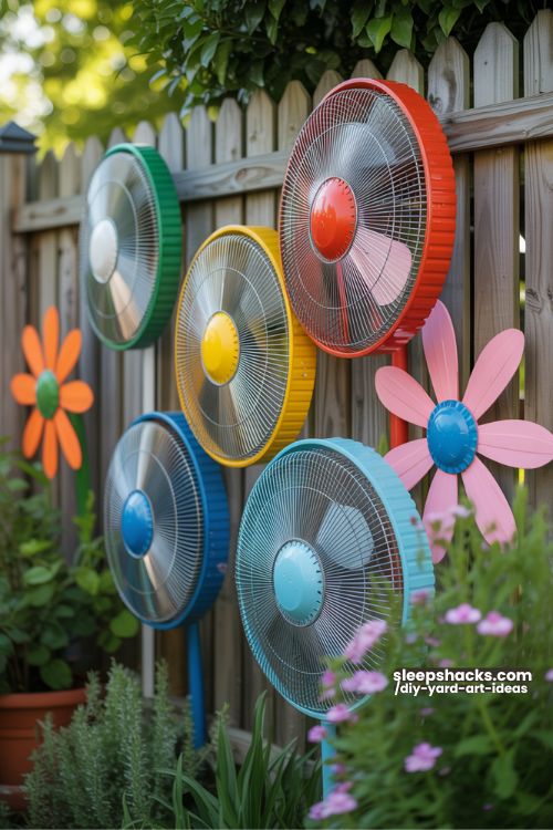 Fan Blade Flower Wall Art for Garden