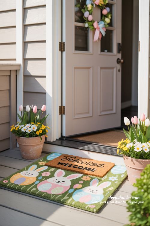 Festive Easter Welcome Mat For Compact Front Porch Decor
