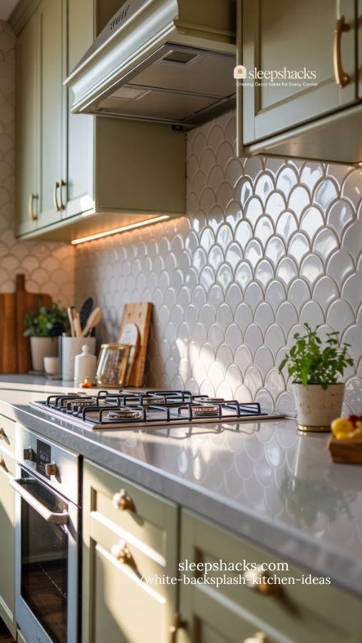 Fish Scale Tile Backsplash Kitchen Ideas for Playful Elegance