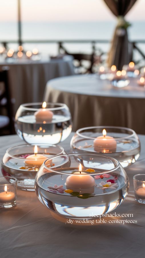 Floating Candle Bowl Wedding Centerpieces