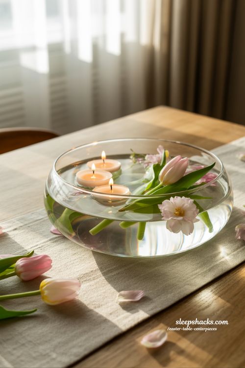 Floating Spring Blooms Bowl Centerpiece for Easter Tables
