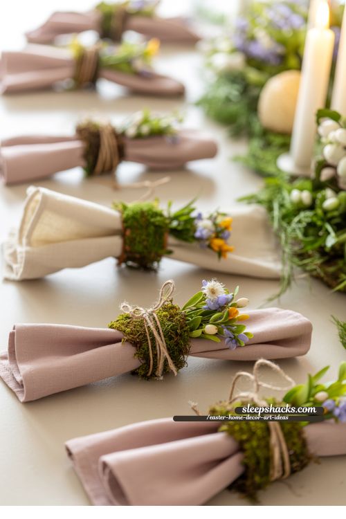 Floral Easter Napkin Rings Table Display