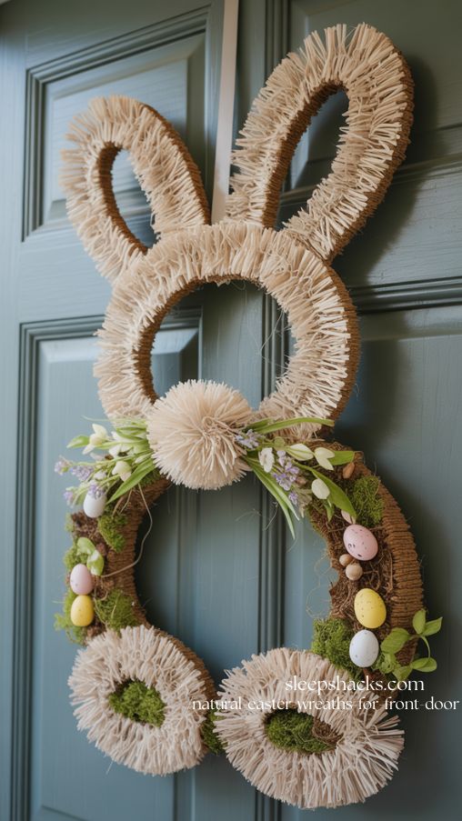 Fluffy Bunny Wreath for Playful Easter Front Door